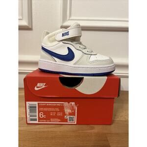 Nike Court Borough Mid 2 (TDV) Shoes Toddler Size 6C Summit White/Hyper Royal